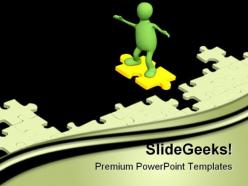 Puppet sliding on puzzles metaphor powerpoint templates and powerpoint backgrounds 0511