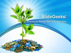 Puzzle and plant business powerpoint templates and powerpoint backgrounds 0511