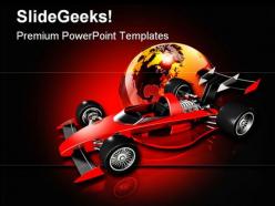 Race car and globe sports powerpoint templates and powerpoint backgrounds 0811