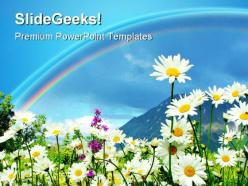 Rainbow and flowers beauty powerpoint templates and powerpoint backgrounds 0611