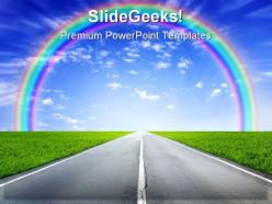 Rainbow road nature powerpoint background and template 1210