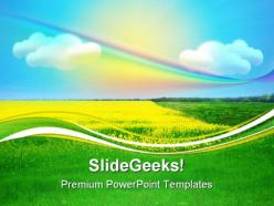 Rainbow under field nature powerpoint templates and powerpoint backgrounds 0611