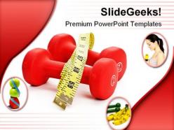 Red dumbbell health powerpoint templates and powerpoint backgrounds 0411