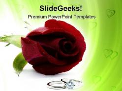 Red rose with rings wedding powerpoint templates and powerpoint backgrounds 0711
