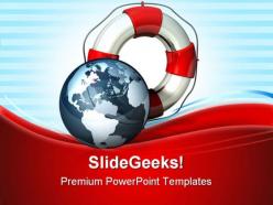 Rescue icon world globe powerpoint templates and powerpoint backgrounds 0811