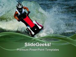 Riding a jetski holidays powerpoint templates and powerpoint backgrounds 0611