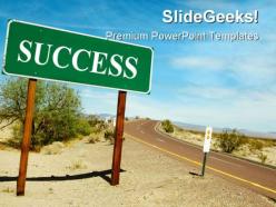 Road sign on desert success powerpoint templates and powerpoint backgrounds 0811