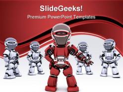 Robot leading team leadership powerpoint templates and powerpoint backgrounds 0711