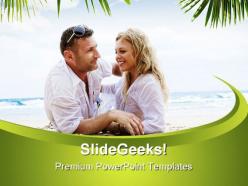 Romantic couple beach powerpoint backgrounds and templates 1210