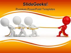Rope pulling people teamwork powerpoint backgrounds and templates 1210