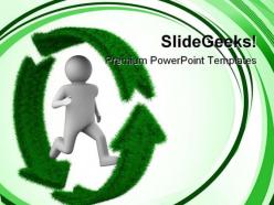 Running person on recycle environment powerpoint templates and powerpoint backgrounds 0411