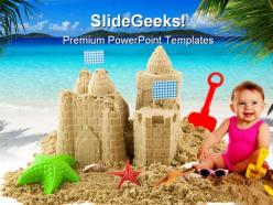Sandcastle beach powerpoint backgrounds and templates 0111