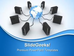 Server and earth internet powerpoint templates and powerpoint backgrounds 0611