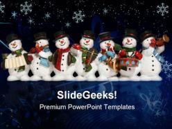 Snowmen celebrating christmas festival powerpoint templates and powerpoint backgrounds 0711