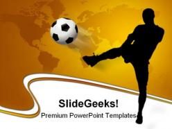 Soccer player with world map game powerpoint templates and powerpoint backgrounds 0211