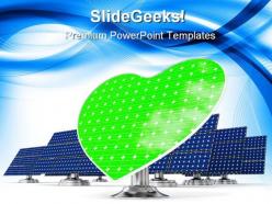 Solar panels green heart technology powerpoint templates and powerpoint backgrounds 0211