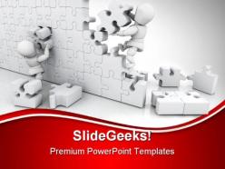 Solving jigsaw puzzle business powerpoint templates and powerpoint backgrounds 0811