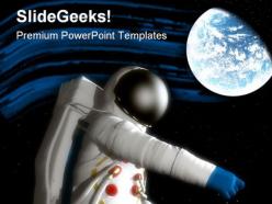 Spaceman with planet geographical powerpoint templates and powerpoint backgrounds 0811