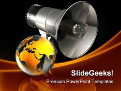 Speaking to the world globe powerpoint templates and powerpoint backgrounds 0211