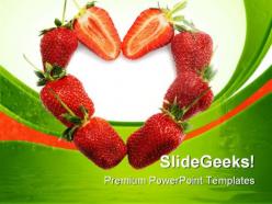 Strawberries heart food powerpoint templates and powerpoint backgrounds 0811