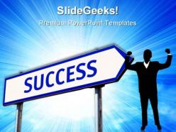 Success signpost metaphor powerpoint templates and powerpoint backgrounds 0811