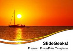 Sunrise and boat beach powerpoint templates and powerpoint backgrounds 0711