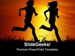 Sunset joggers health powerpoint templates and powerpoint backgrounds 0811