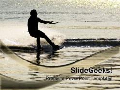 Sunset waterskier vacation powerpoint templates and powerpoint backgrounds 0211