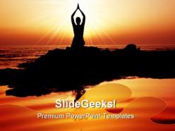 Sunset Yoga Exercise Health PowerPoint Templates And PowerPoint Backgrounds 0611