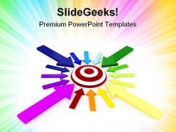 Target and colorful arrows shapes powerpoint templates and powerpoint backgrounds 0711