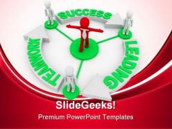 Team leader leading success powerpoint templates and powerpoint backgrounds 0811