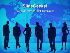 Teamwork and world map business powerpoint templates and powerpoint backgrounds 0811