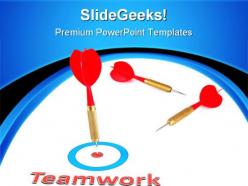 Teamwork concept with dart business powerpoint templates and powerpoint backgrounds 0811