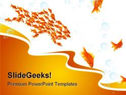 Teamwork golden fish business powerpoint templates and powerpoint backgrounds 0511