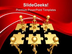 Teamwork putting the puzzle business powerpoint templates and powerpoint backgrounds 0811