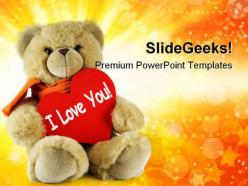 Teddy with i love you metaphor powerpoint templates and powerpoint backgrounds 0711