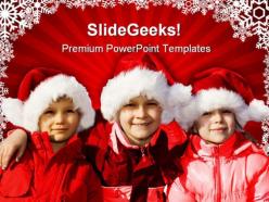 Three Children Christmas PowerPoint Templates And PowerPoint Backgrounds 0811