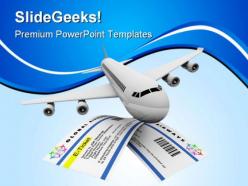 Tickets and airplane travel powerpoint templates and powerpoint backgrounds 0611