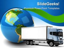 Transportation truck globe powerpoint templates and powerpoint backgrounds 0311