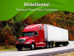 Trucking In Autumn Travel PowerPoint Templates And PowerPoint Backgrounds 0511