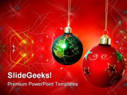 Two christmas balls festival powerpoint templates and powerpoint backgrounds 0511