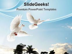 Two doves flying animals powerpoint templates and powerpoint backgrounds 0711