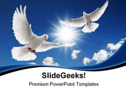 Two flying doves animals powerpoint templates and powerpoint backgrounds 0811