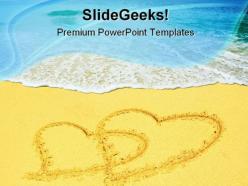 Two hearts on beach powerpoint templates and powerpoint backgrounds 0711