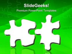 Two jigsaws puzzle shapes powerpoint templates and powerpoint backgrounds 0811