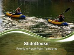 Two women kayakers lifestyle powerpoint templates and powerpoint backgrounds 0611
