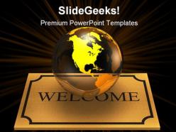 Welcoming the world globe powerpoint templates and powerpoint backgrounds 0211