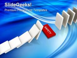 White dominos with safety business powerpoint templates and powerpoint backgrounds 0211
