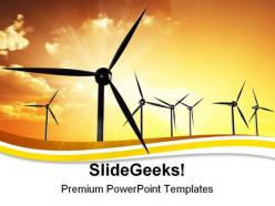 Wind turbines01 sunset powerpoint templates and powerpoint backgrounds 0211