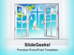 Window to peace religion powerpoint backgrounds and templates 0111